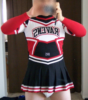 Me wearing my cheerleader uniform and a thick diaper.
