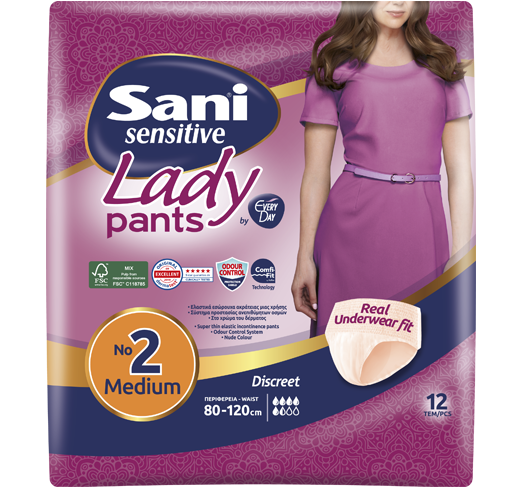 Sani Lady Sensitive Pants Discreet - No2 - Medium - 80-120cm - 12pcs
