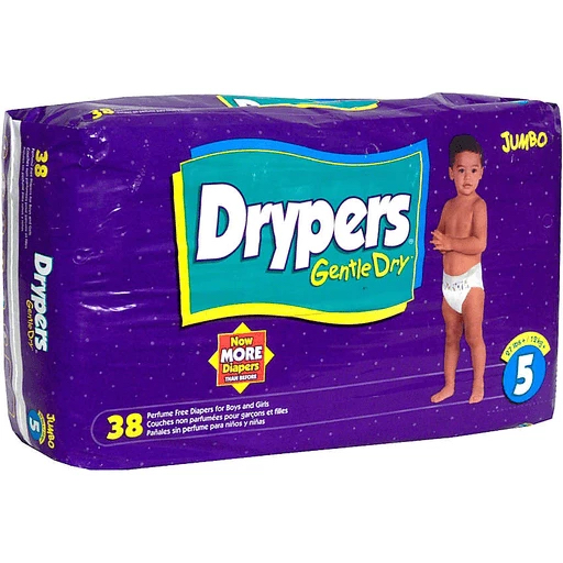 Drypers Gentle Dry - No5 - Jumbo - More than 12kg - 27lbs and over - 38pcs
