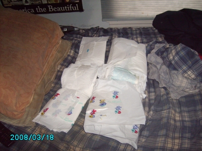 two abu diapers
the one on the left is regular the one on the right is stuffed with a cvs generic diaper
