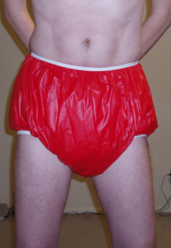 Two Teddy Bambino Diapers
One Red Plastic Pants over One white plastic pant
Keywords: plastic