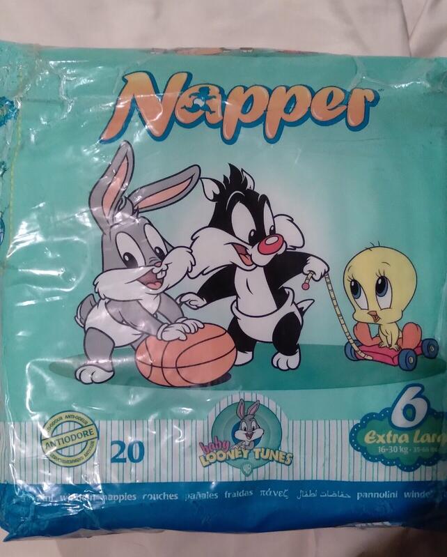 Napper Baby Looney Tunes Disposable Open Nappies - No6 - Extra Large - 16-30kg - 35-66lbs - 20pcs - 25
