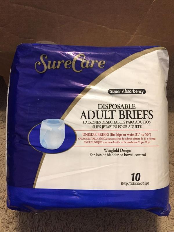 Surecare Adult Disposable Unisize Briefs (fits hips or waist 31' to 50') - 10pcs - 1
