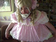 sissybaby in pacifier head harness