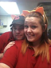 me wif cat ears at work wif fwiend