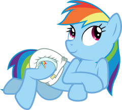 rainbow dash chilling in diaper