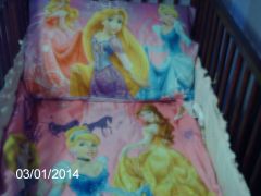 Princess bedding in my crib