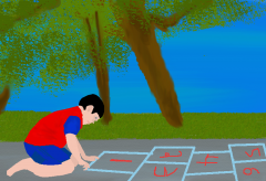 Boy drawing Hopscotch Art By zachary alexander