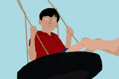 Boy On swing tire