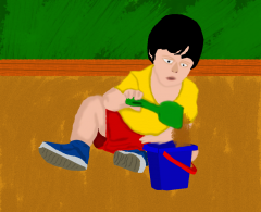 Kid sandbox palying
