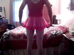 Pink tutu and leotard with white tights