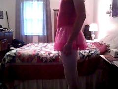 Pink tutu and leotard with white tights