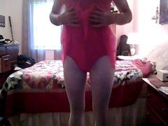 Pink tutu and leotard with white tights