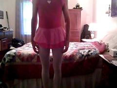 Pink tutu and leotard with white tights