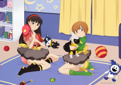 Chie and Yukiko wet