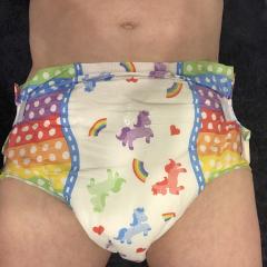 Me in My First Dotty Pride Diaper (Front View)