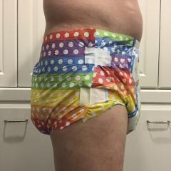 Me in My First Dotty Pride Diaper (Side View)