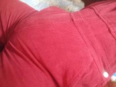 thick diaper under corduroy overalls