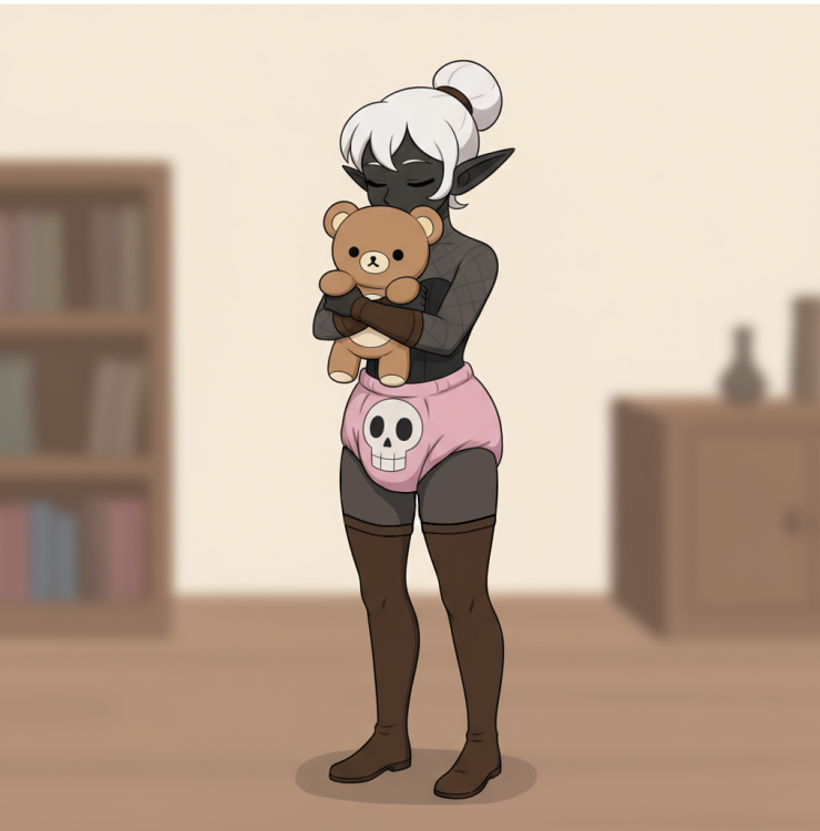 elf holding teddy.png