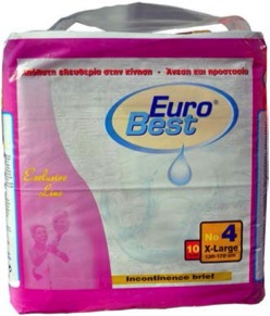 EuroBest Adult Incontinent Open Briefs - No4 - XL - 10pcs
