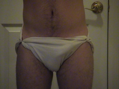 Nice Cloth Diaper
Nice frontal shot of my new cloth diaper before I broke it in.  If you will look closely you will I had a little boner going on at the time.
Keywords: cloth diaper