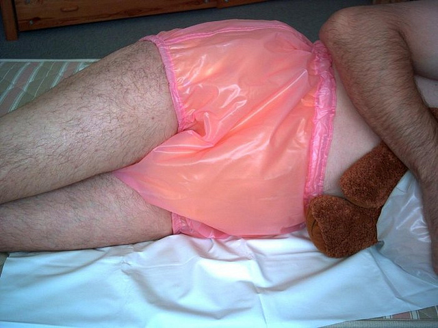 PINK  AND ORANGE PLASTIC PANTS
