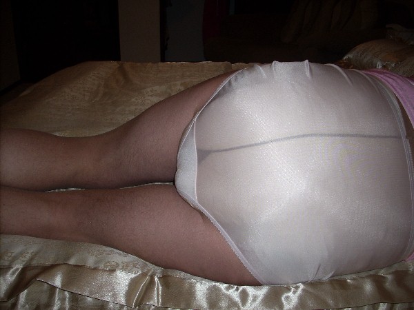 taking a nap in diapers and womens panties.
