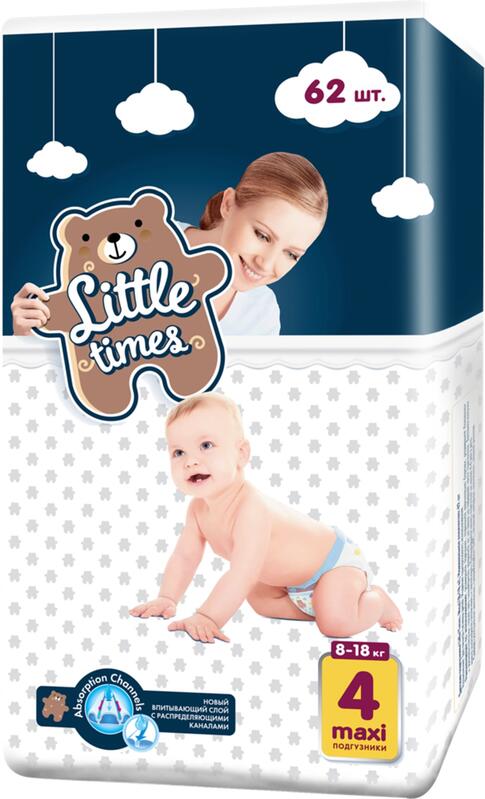 Little Times Breathable Disposable Nappies - No4 - Maxi - 8-18kg - 20-40lbs - 62pcs
