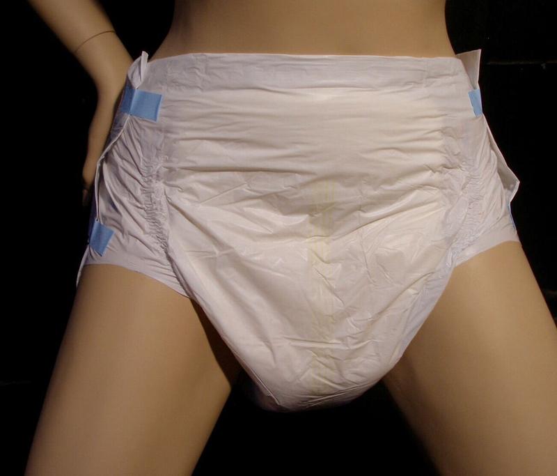 Girl wearing Attends disposable briefs
