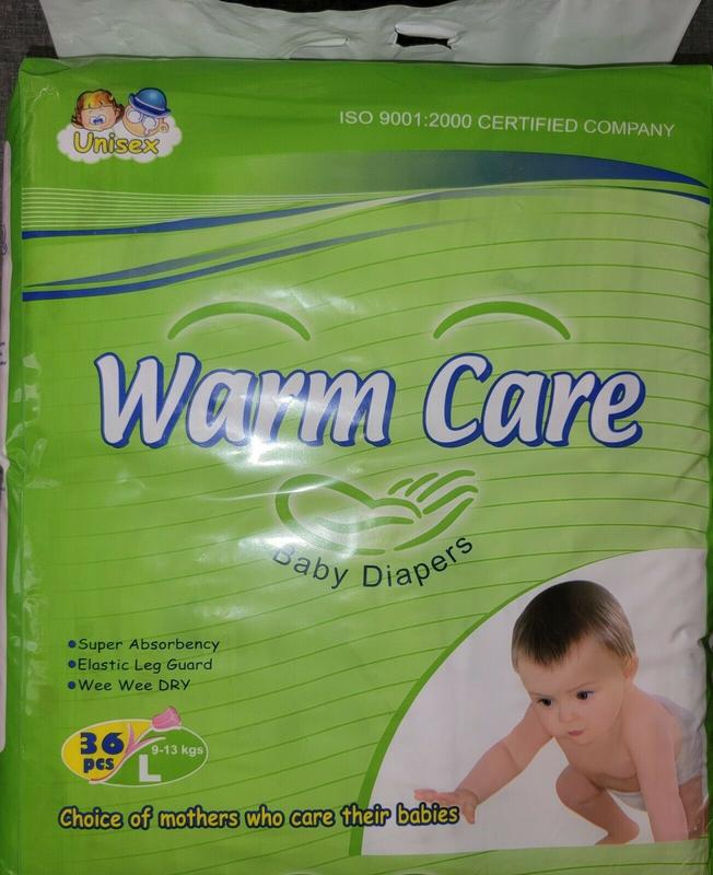 Warm Care Disposable Plastic Nappies - No5 - Large - 9-13kg - 36pcs - 1
