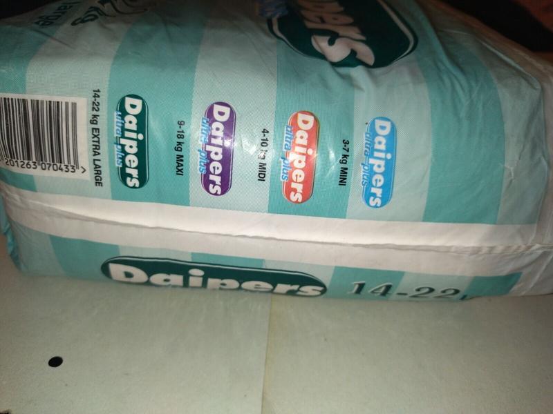 Daipers Ultra Plus Plastic Baby Disposable Nappies - XL - 14-22kg - 31-48lbs - 26pcs - 6
