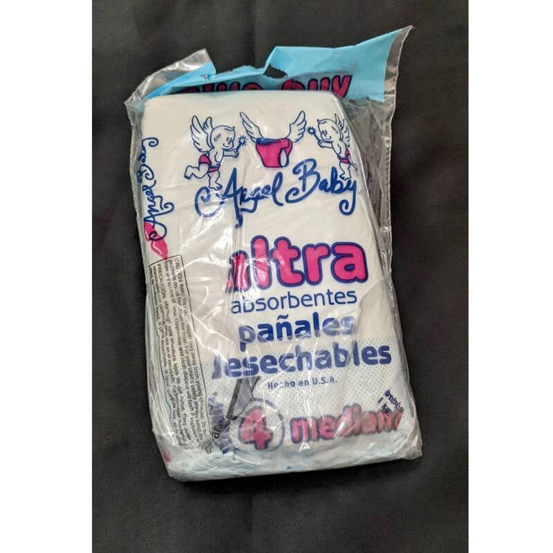 Angel Baby Ultra Absorbent Disposable Diapers - No4 - M (for babies 12-24lbs) - 4pcs - 1
