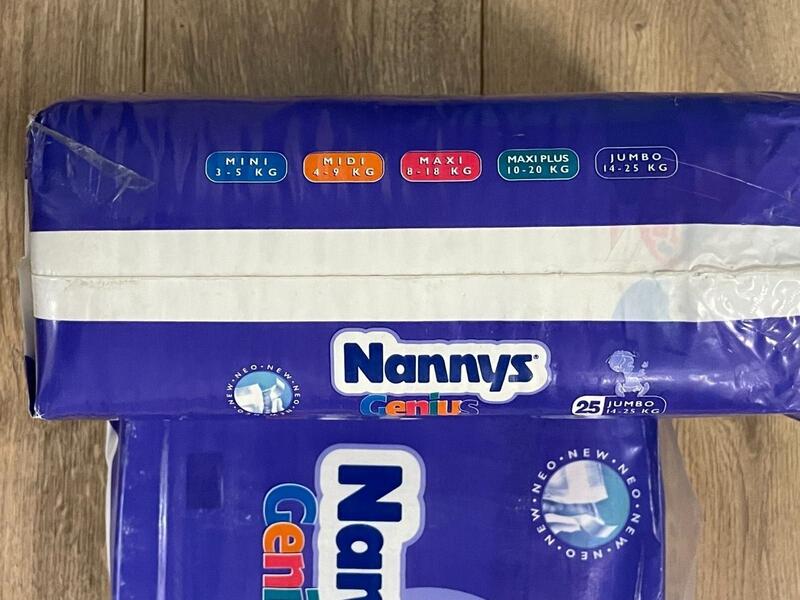 Nannys Genius Cloth-Backed Baby Nappies - Unisex - Jumbo - 14-25kg - 30-55lbs - 25pcs - 3
