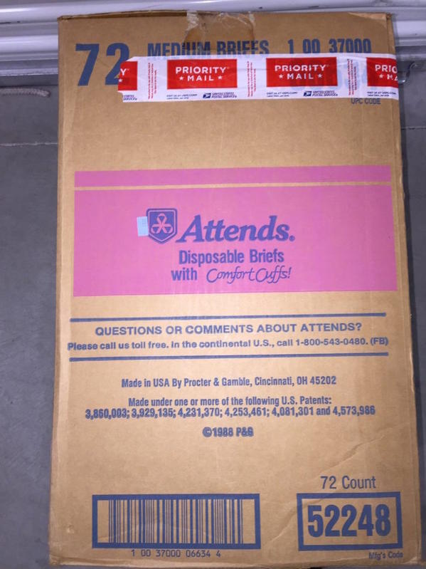 Ultra Attends Plus Wrap-Around Disposable Briefs - Maximum Absorbency - Medium (fits 32'' to 44'' hips) - Bulk Pack - 72pcs - 1
