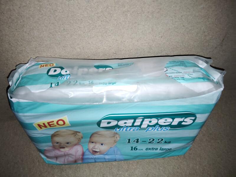 Daipers Ultra Plus Plastic Baby Disposable Nappies - XL - 14-22kg - 31-48lbs - 16pcs - 2
