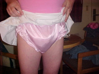 Sissy kimberly showing pink panties and diaper
